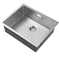 Évier de Cuisine 55 x 44 cm, SOFETIY MAX Évier en inox brossé, Évier 1 Bac Montage Encastré ou Supérieur