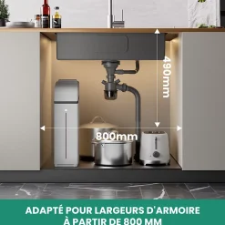 Évier de Cuisine 75 x 45 cm, SOFETIY MAX Évier en Inox, Évier 1 Bac avec Panier de Drainage