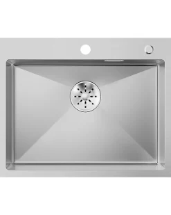 Évier de Cuisine 60 x 48 cm, SOFETIY MAX Évier carré en inox brossé, Évier 1 Bac, Lavabo Cuisine Montage Encastré ou Supérieur