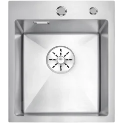 Évier de Cuisine 40 x 48 cm, SOFETIY MAX Évier carré en inox brossé, Évier 1 Bac, Lavabo Cuisine Montage Encastré ou Supérieur