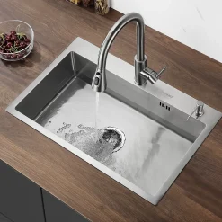 Évier de Cuisine 68 x 45 cm, SOFETIY MAX Évier en Inox, Évier 1 Bac avec Panier de Drainage