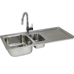 Évier de Cuisine en Acier Inoxydable 105cm x 50cm et Robinet Rainbow