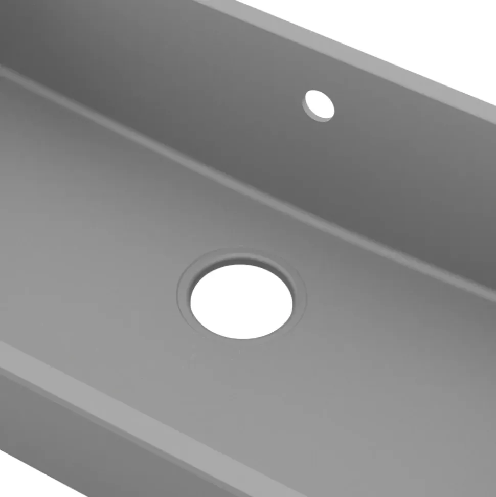 Évier de cuisine en composite de quartz gris 1 bac à encastrer GoodHome Sorrel