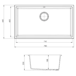 Évier de cuisine en composite de quartz gris 1 bac à encastrer GoodHome Sorrel