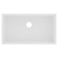 Évier de cuisine en composite de quartz blanc 1 bac à encastrer GoodHome Sorrel