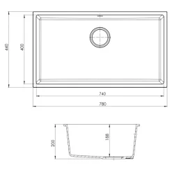 Évier de cuisine en composite de quartz blanc 1 bac à encastrer GoodHome Sorrel