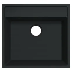 Évier de cuisine en composite de quartz noir 1 bac à encastrer GoodHome Hirase