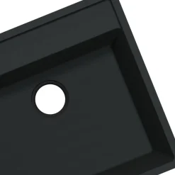 Évier de cuisine en composite de quartz noir 1 bac à encastrer GoodHome Hirase