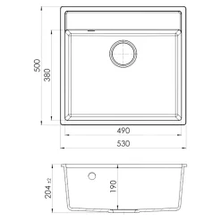 Évier de cuisine en composite de quartz noir 1 bac à encastrer GoodHome Hirase