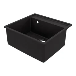 Évier de cuisine en composite de quartz noir 1 bac à encastrer GoodHome Hirase