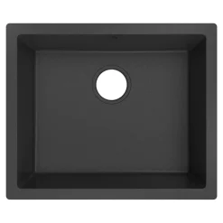 Évier de cuisine en composite de quartz noir mat 1 bac à encastrer GoodHome Sorrel