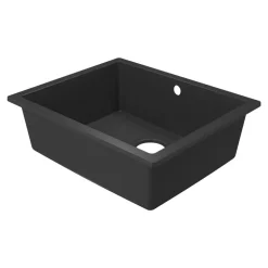 Évier de cuisine en composite de quartz noir mat 1 bac à encastrer GoodHome Sorrel