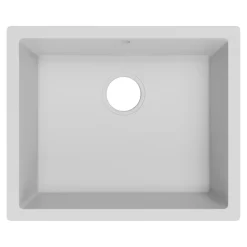 Évier de cuisine en composite de quartz blanc mat 1 bac à encastrer GoodHome Sorrel