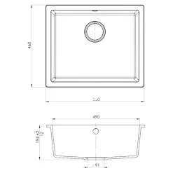Évier de cuisine en composite de quartz blanc mat 1 bac à encastrer GoodHome Sorrel