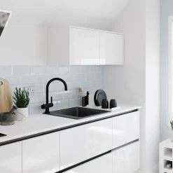 Évier de cuisine en composite de quartz noir 1 bac à encastrer GoodHome Romesco