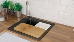 Évier de cuisine en composite de quartz noir 1 bac à encastrer GoodHome Romesco