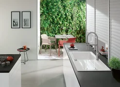 Évier de cuisine en céramique 1 cuve à encastrer Villeroy & Boch Collection blanc brillant