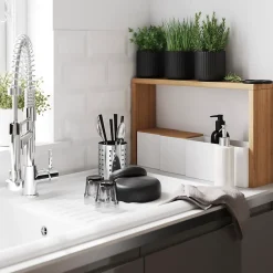 Évier de cuisine en céramique blanche 1 bac à encastrer Burbank