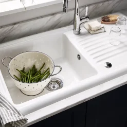 Évier de cuisine en céramique blanche 1 bac à encastrer Burbank