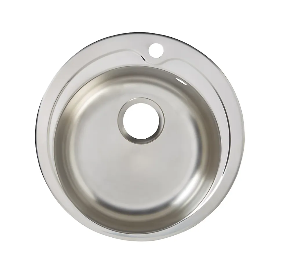 Évier de cuisine en inox poli rond 1 bac à encastrer Quimby