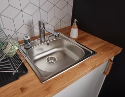 Évier de cuisine en inox satiné 1 bac à encastrer Gamow