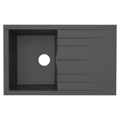 Évier de cuisine en résine noir 1 bac à encastrer et égouttoir GoodHome Keluak