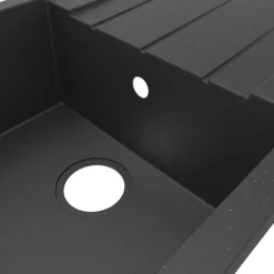 Évier de cuisine en résine noir 1 bac à encastrer et égouttoir GoodHome Keluak