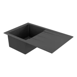 Évier de cuisine en résine noir 1 bac à encastrer et égouttoir GoodHome Keluak