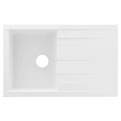 Évier de cuisine en résine blanc 1 bac à encastrer et égouttoir GoodHome Keluak