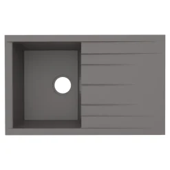 Évier de cuisine en résine gris 1 bac à encastrer et égouttoir GoodHome Keluak