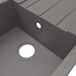Évier de cuisine en résine gris 1 bac à encastrer et égouttoir GoodHome Keluak