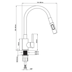 Évier de cuisine en résine noir à encastrer 1 bac avec égouttoir et robi flexible Fossum