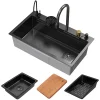 Évier de cuisine encasté multifonctions robinet douchette 80x46 cm anthracite