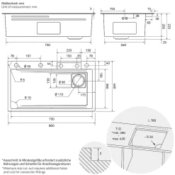 Évier de cuisine encasté multifonctions robinet douchette 80x46 cm anthracite