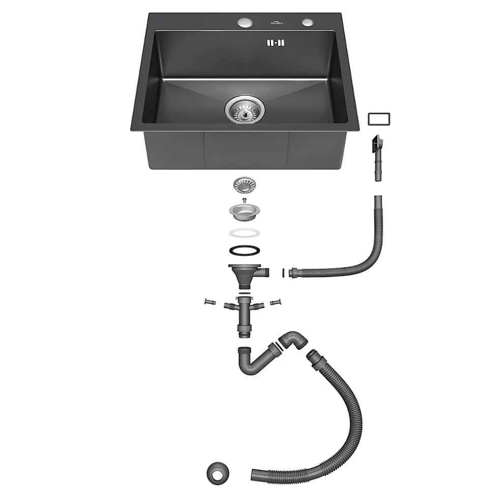 Évier de Cuisine inox 55 x 45 cm, CECIPA MAX Évier 1 Bac, Lavabo Cuisine Montage Encastré ou Supérieur + Distributeur de Savon