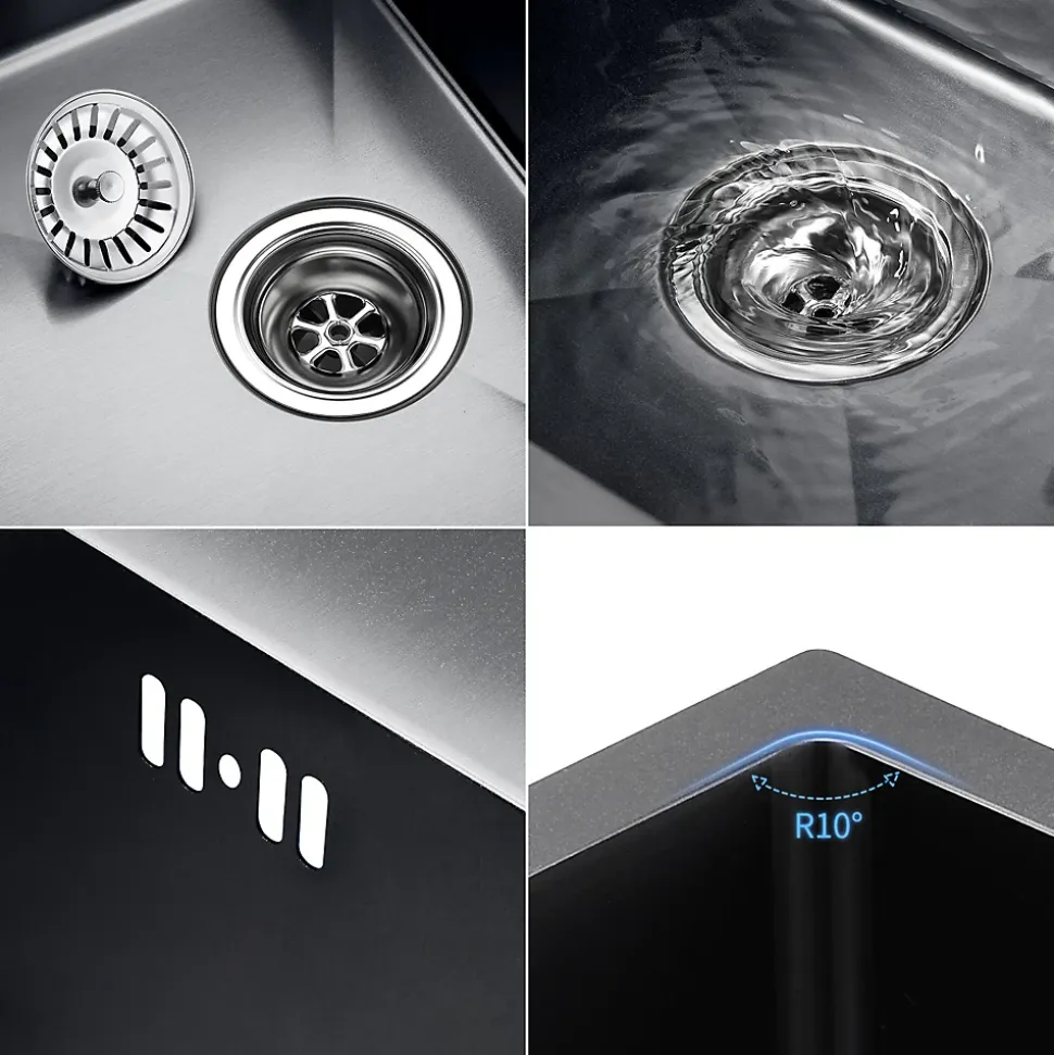 Évier de Cuisine inox 55 x 45 cm, CECIPA MAX Évier 1 Bac, Lavabo Cuisine Montage Encastré ou Supérieur + Distributeur de Savon