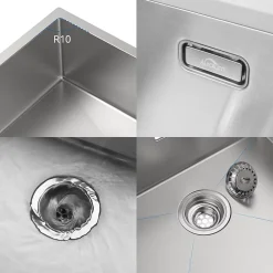 Évier de Cuisine inox 75 x 45 cm, Auralum MAX Évier 2 Bacs, Lavabo Cuisine Montage Encastré ou Supérieur, Évier carré