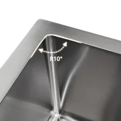 Évier de Cuisine Inox Argent Carré 44x44x20cm 1 bac avec Vidage rapide et haut débit