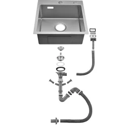 Évier de Cuisine inox brossé 45 x 45 cm, Auralum MAX Évier 1 Bac, Lavabo Cuisine Montage Encastré ou Supérieur, Évier carré