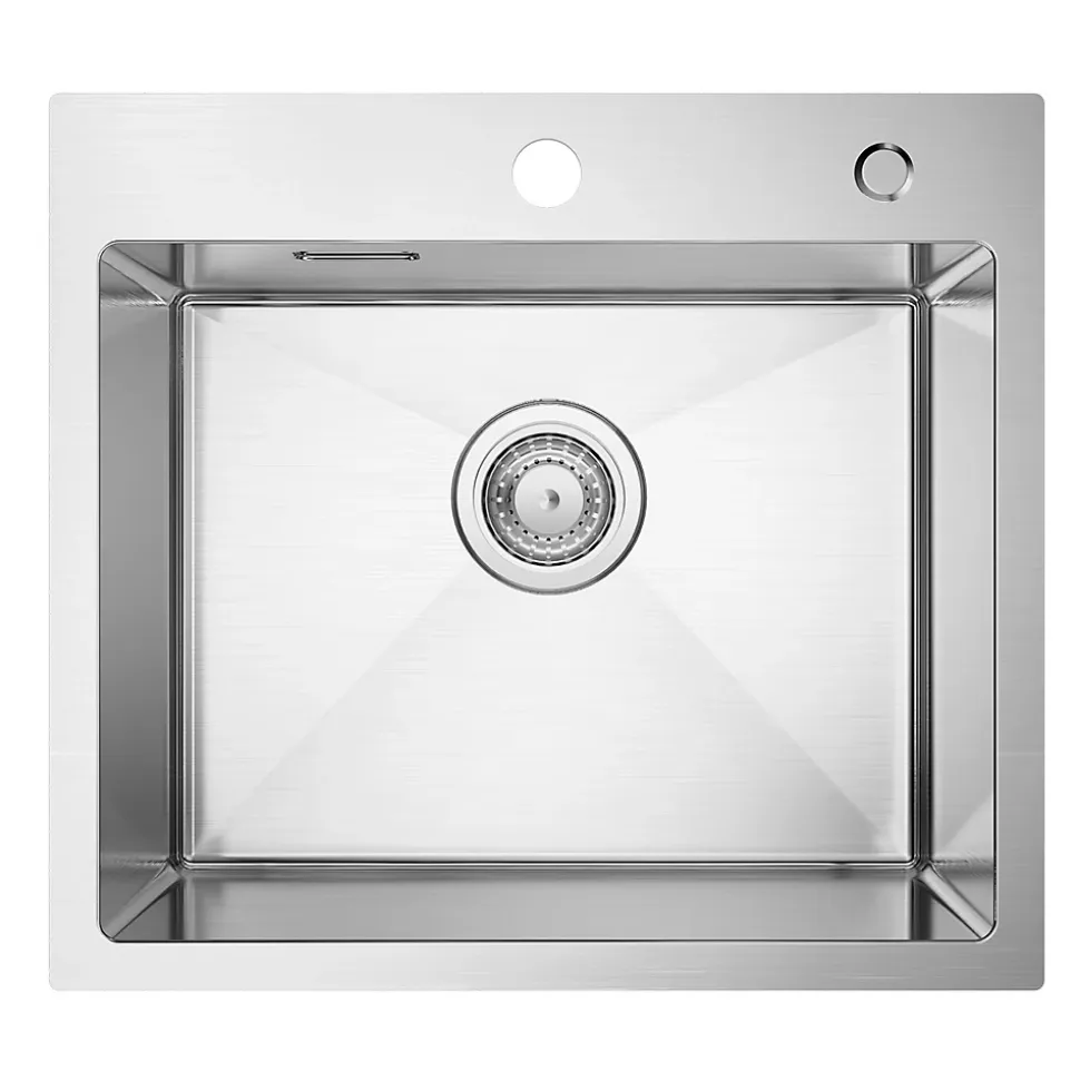 Évier de Cuisine inox brossé 50 x 45 cm, SOFETIY MAX Évier 1 Bac, Lavabo Cuisine Montage Encastré ou Supérieur, Évier carré