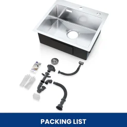 Évier de Cuisine inox brossé 50 x 45 cm, SOFETIY MAX Évier 1 Bac, Lavabo Cuisine Montage Encastré ou Supérieur, Évier carré