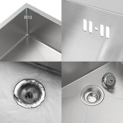 Évier de Cuisine inox brossé 55 x 45 cm, CECIPA MAX Évier 1 Bac, Lavabo Cuisine Montage encastrer + Distributeur de Savon