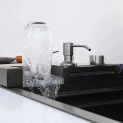 Évier de cuisine intégré en acier inoxydable SS 304 Kleenmac avec robinet à affichage numérique Smart Rainfall 75 46 22 cm
