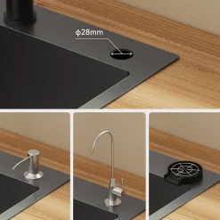 Évier de Cuisine 40x 45 cm, CECIPA MAX Évier carré en inox brossé, Évier 1 Bac, Lavabo Cuisine Montage Encastré ou Supérieur