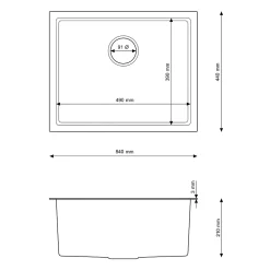 Évier en Acier Granitan Silvo54 encastrable avec Siphon - 1 pièce