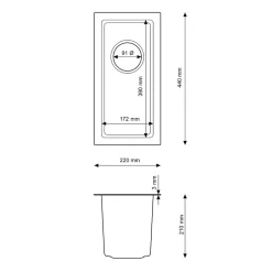 Évier en acier inoxydable Silvo22 Granitan Sous-plan/Encastré avec Siphon - 1 set