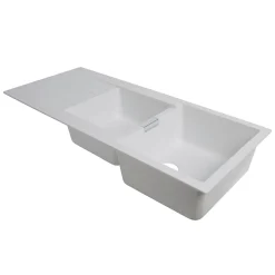 Évier en composite de quartz blanc 2 bacs à encastrer Galvani