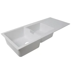 Évier en composite de quartz blanc 2 bacs à encastrer Galvani