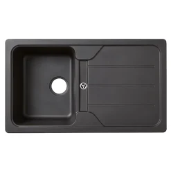 Évier en composite de quartz noir 1 bac à encastrer Arber