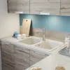 Évier en composite de quartz blanc 2 bacs à encastrer Arber